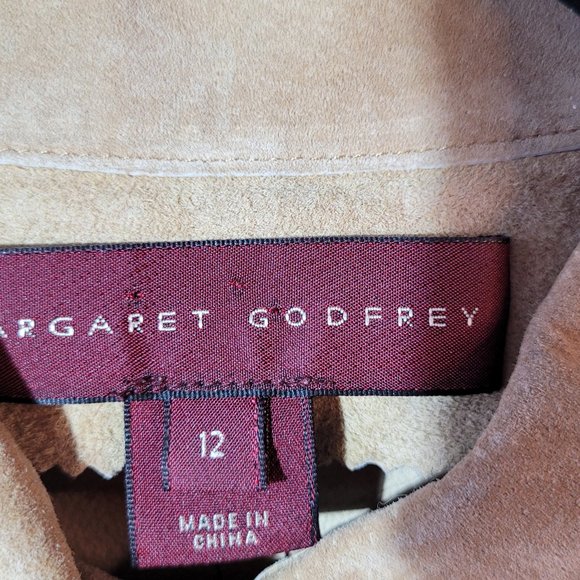 Margaret Godfrey Womens Camel Suede Jacket Blouse size 12 - Picture 3 of 14